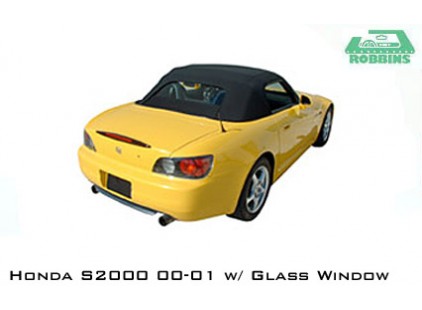 Honda S2000 2000-2001 Top, Black Twill Grain Vinyl, Non-Heated Glass Window